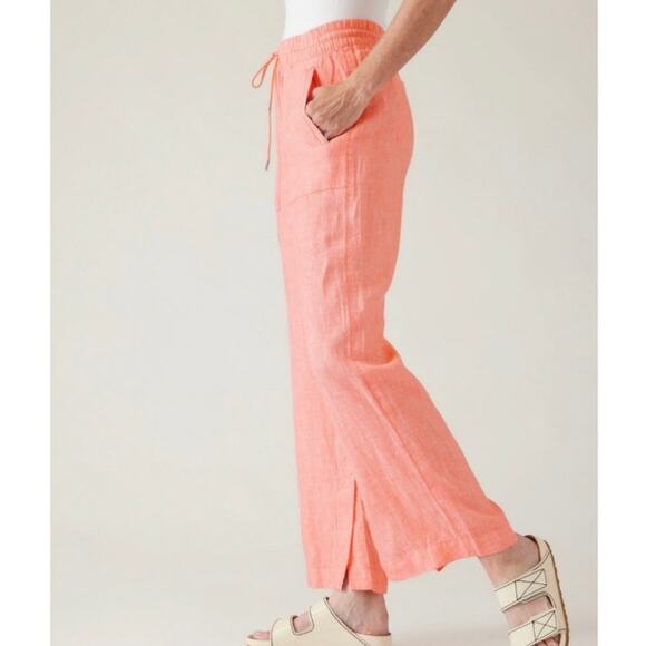 ATHLETA Retreat Linen Wide Leg Pants Peach Sunset 16 - Picture 3 of 12